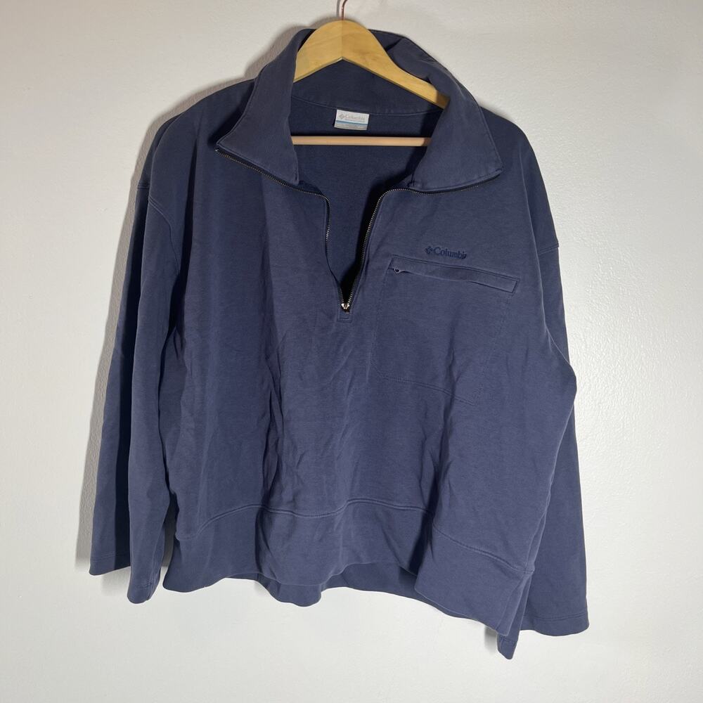 Columbia Sweatshirt Womens XXL 1/4 Zip Pullover Pocket Blue Outdoors